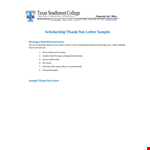 Scholarship Thank You Letter Sample example document template 