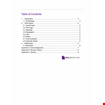 Table Of Contents Template example document template