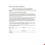 Authorization Form for Reference Checking | University, Employment & Information | Washington example document template