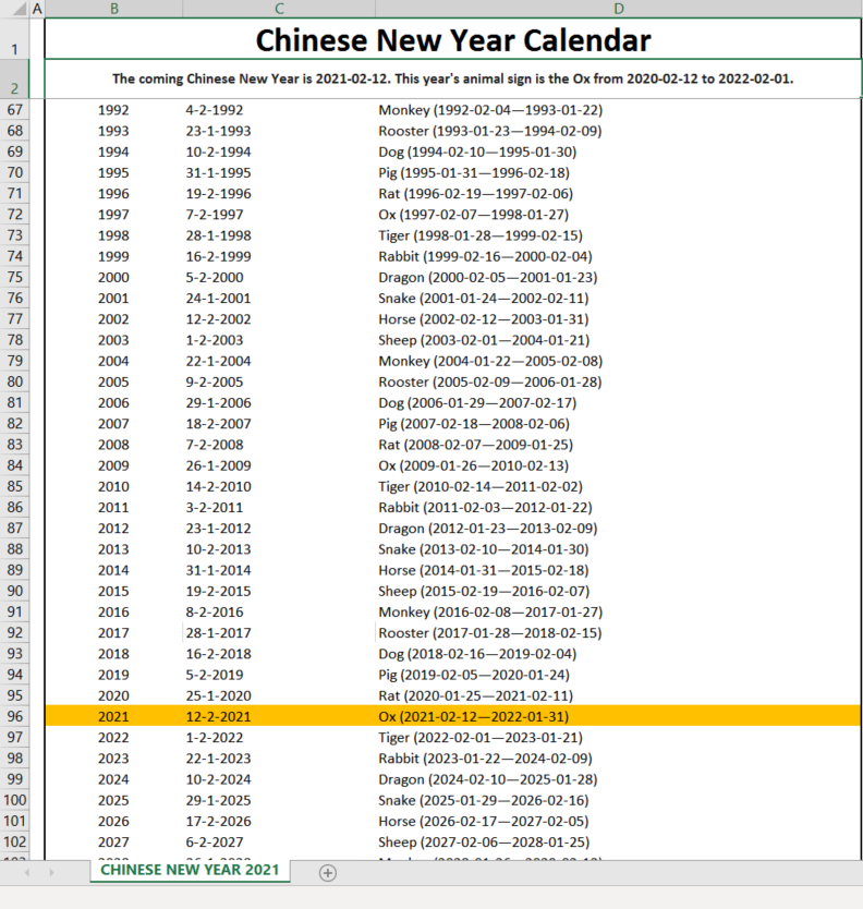 Chinese calendar 2022