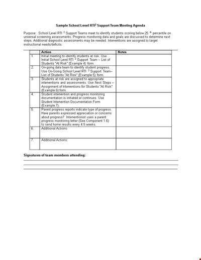 School Team Agenda Template