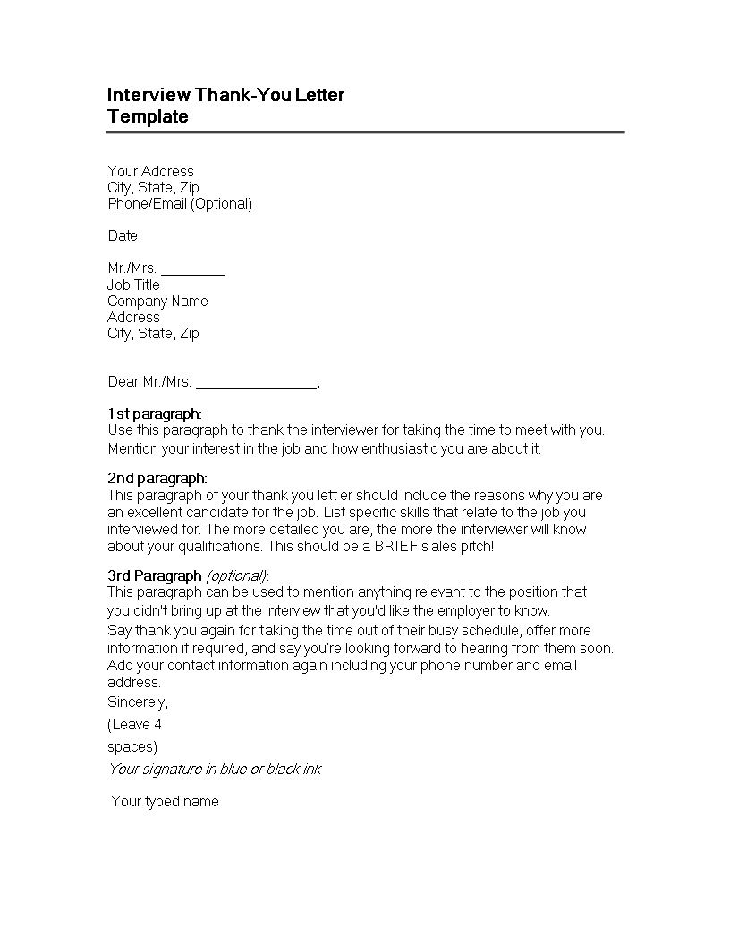 Post Interview Thank You Letter Email Post Interview Thank You Letter Email