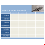 Plan Your Week with Our Meal Planning Template - Sunday Breakfast, Lunch, Dinner & Snack example document template