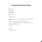 Condolence messages for loss of mother example document template