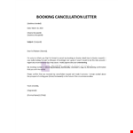 Hotel booking cancellation letter example document template 