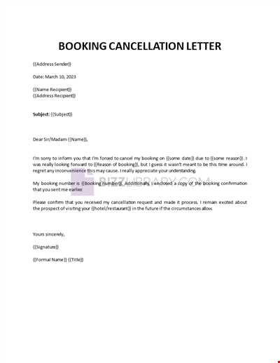 Hotel booking cancellation letter