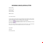 Hotel booking cancellation letter example document template