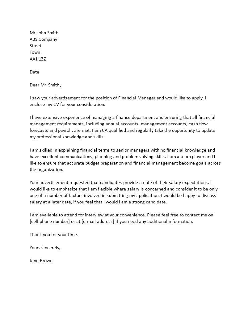 Smith Financial Management Salary Requirements Cover Letter smith-financial-management-salary-requirements-cover-letter