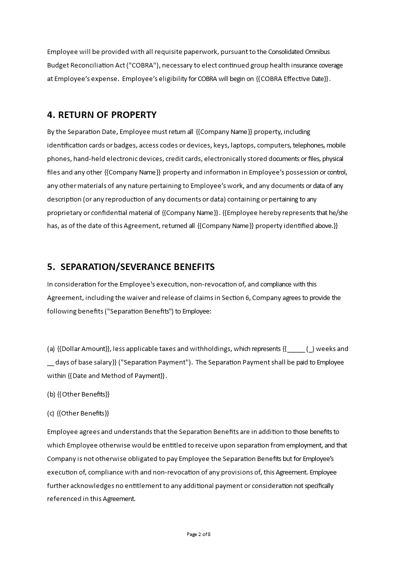 employment exit contract template example