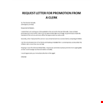 Request Letter for Promotion From a Clerk example document template