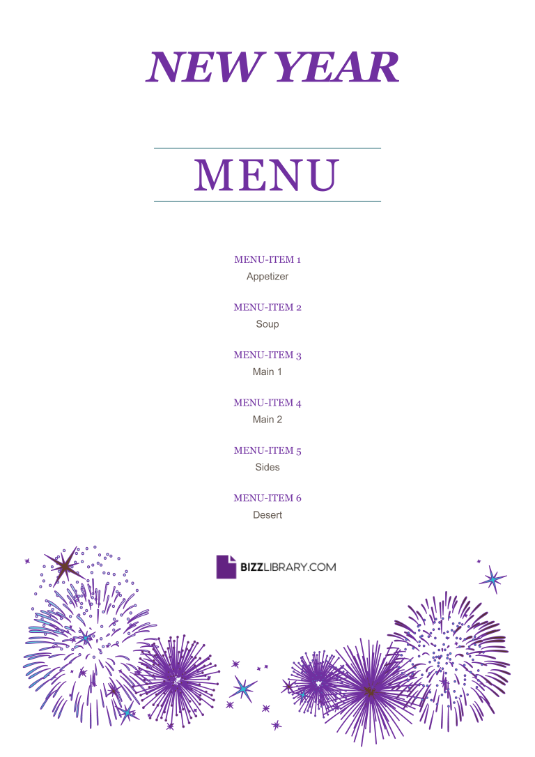 new year party menu template