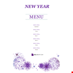 New Year Party Menu example document template
