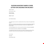 Escrow Assistant Cover Letter example document template