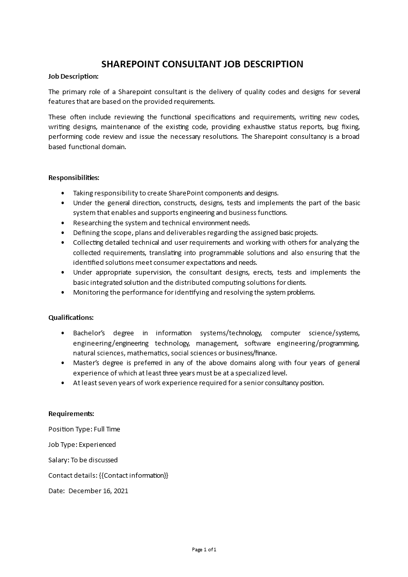 sharepoint consultant job description Main Image sharepoint consultant job description