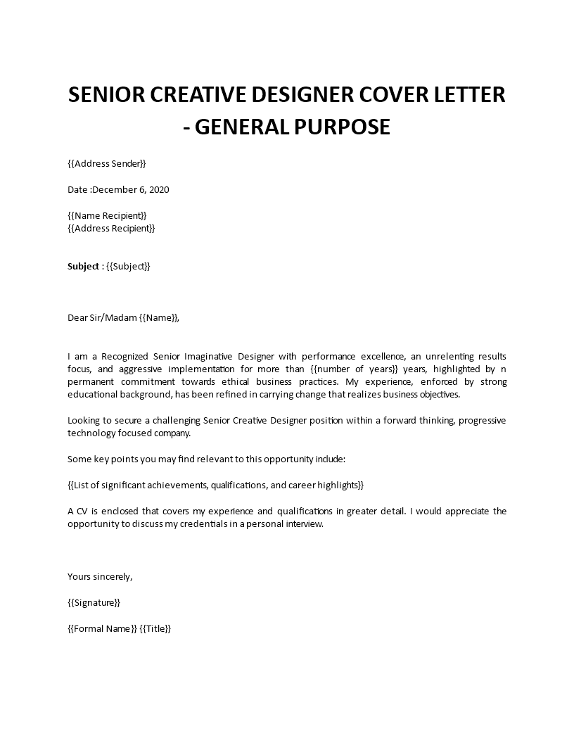Designer Cover Letter