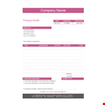 Product Quotation example document template