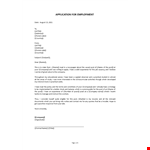 Application for Employment  example document template