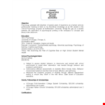 Resume for Graduate School example document template