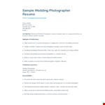 Wedding Photographer Resume example document template