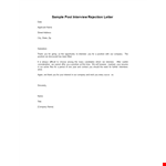 Thank You Letter for Rejection Interview - Position at [Company] example document template