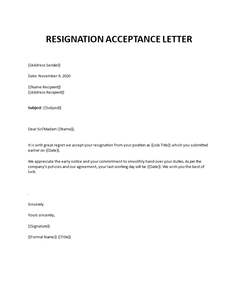 response to resignation letter