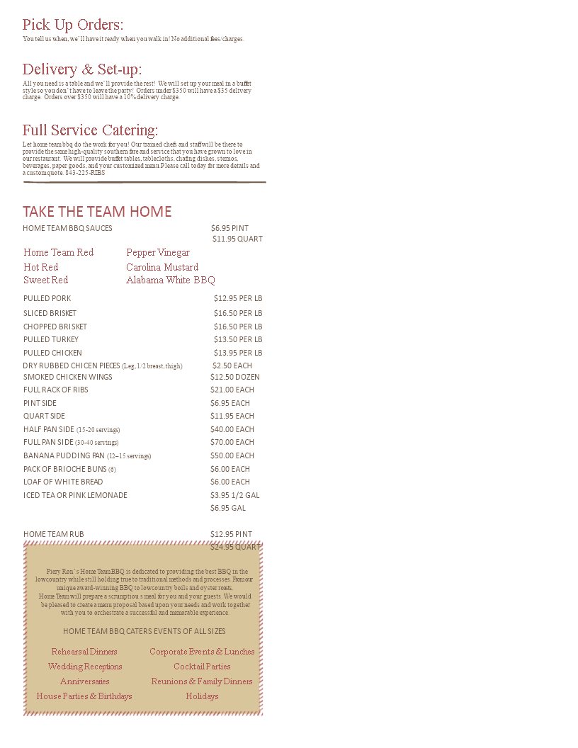 Catering Menu Proposal Sample