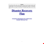 Create a Resilient Disaster Recovery Plan Template for Your Business | Credit Union example document template
