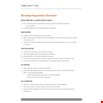 Meeting Preparation Checklist Template example document template