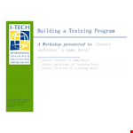 Training Program Action Plan Template example document template