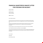 Quantitative Financial cover letter example document template