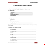 Vehicle Purchase Agreement - Secure Seller and Buyer Transactions example document template 
