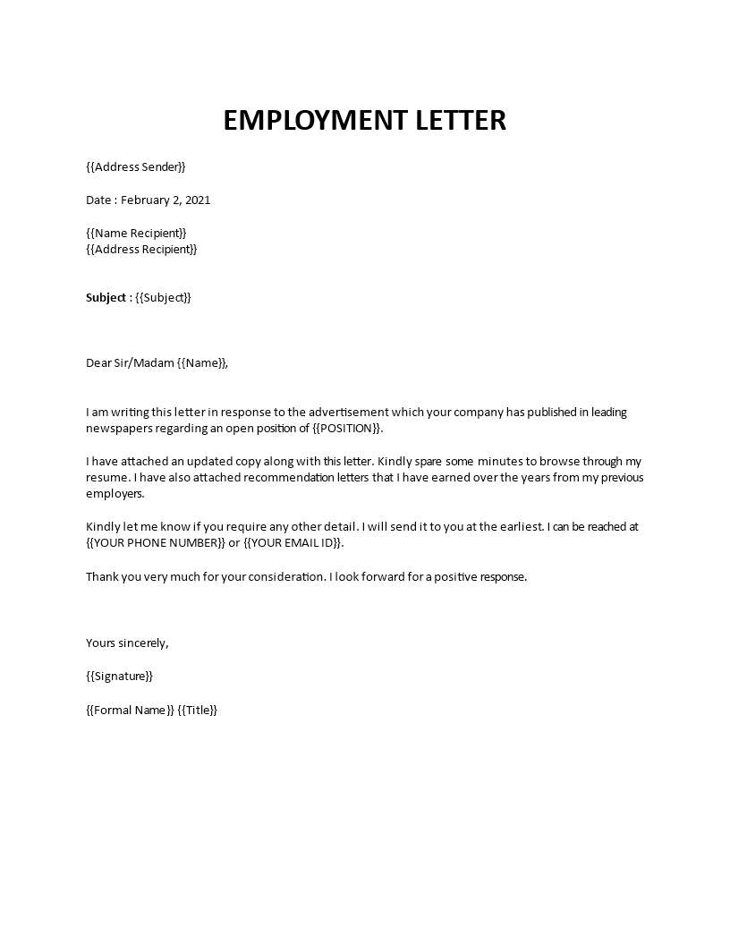 Advertising cover letter