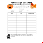 Sign Up for Our Potluck Meeting - Easy Form with Phone Numbers example document template