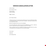 Service cancellation letter example document template