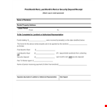 Rent Security Deposit Receipt Template example document template