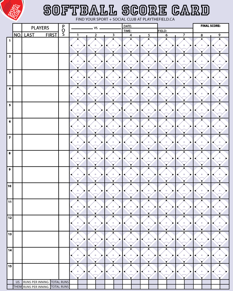 Softball Batting Score Sheet