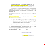 Board of Directors Corporate Resolution Form - Association & Condominium Posting example document template