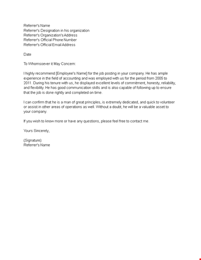 Reference Letter
