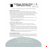 College Scholarship Admission Essay example document template