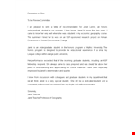 Teacher Recommendation Letter Template for Janet's Honors Program example document template