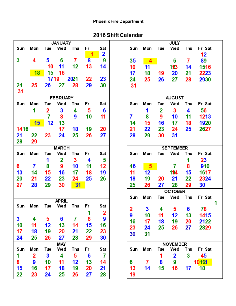 Sample Shift Work Calendar - Free Template | Easy and Efficient Scheduling
