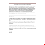 Confirmation Request Letter Example example document template 