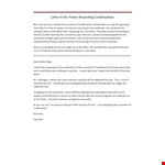 Confirmation Request Letter Example example document template