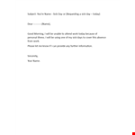 Need a Sick Day? Craft a Professional Sick Leave Email Today example document template