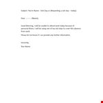 Need a Sick Day? Craft a Professional Sick Leave Email Today example document template 