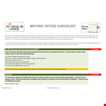 Ultimate Moving Checklist for Office Relocations example document template