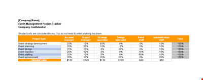 Event Management Project Tracker Excel