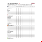 Personal Workout Checklist Template example document template