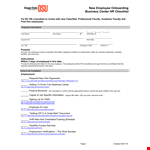 New Employee Onboarding Checklist for Business Center HR at Oregon State example document template