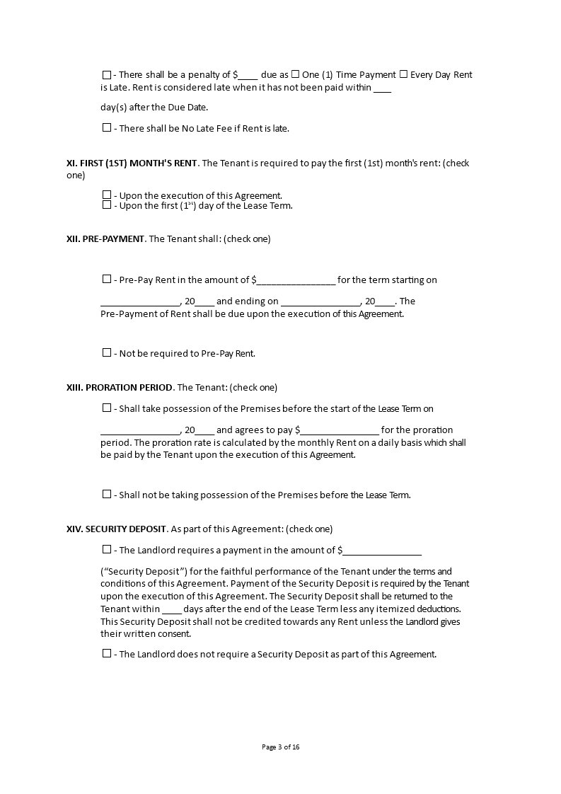 rental lease agreement example